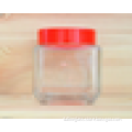 Clear Wide Mouth Beveled Edge Square Glass Jar/ Candy Jar/ Goody Jar with Plastic Cap for Wholesale